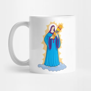 Saint holding a skateboard Mug